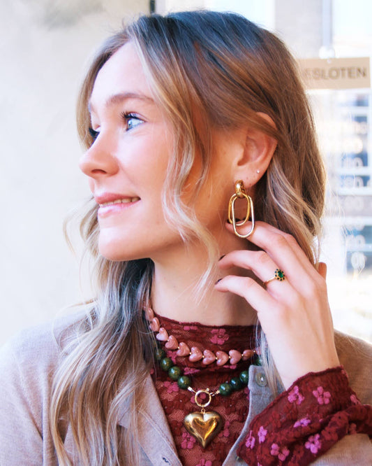 Kralenketting van hartjeshars - rood