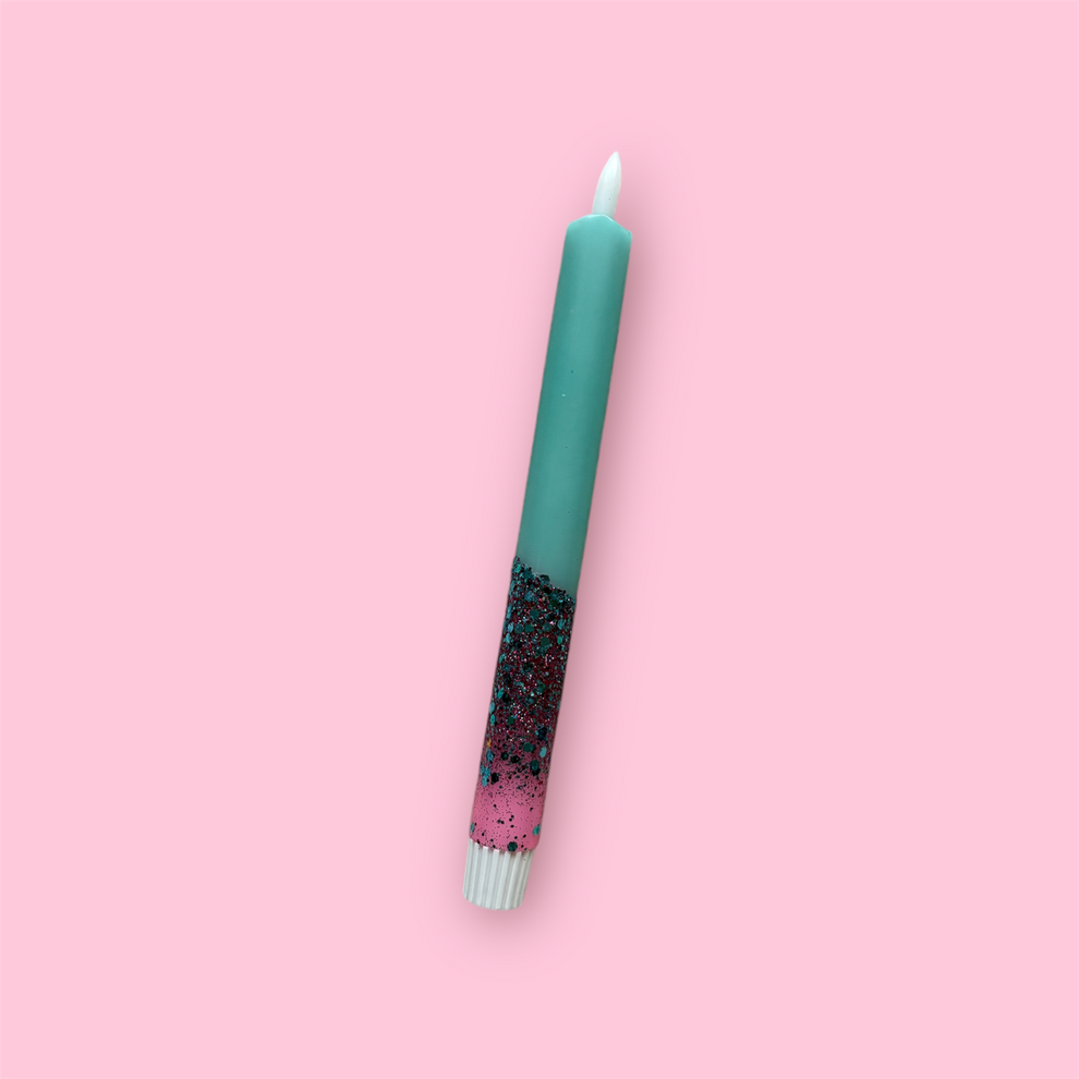 LED kaars blauw/roze