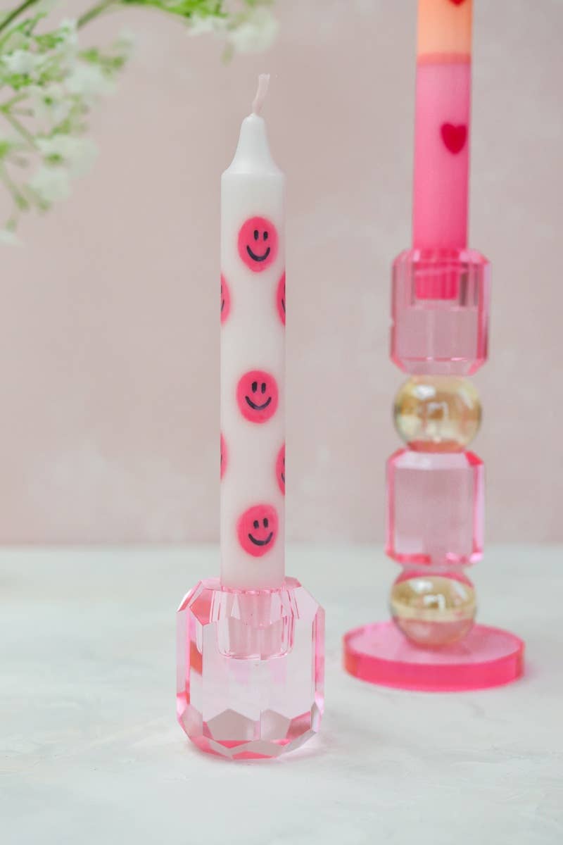 Kaars Smiley roze