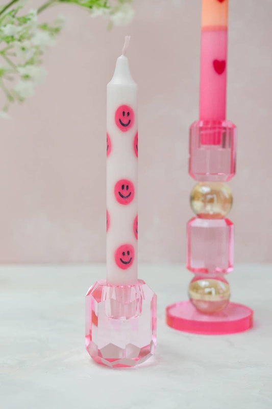 Kaars Smiley roze