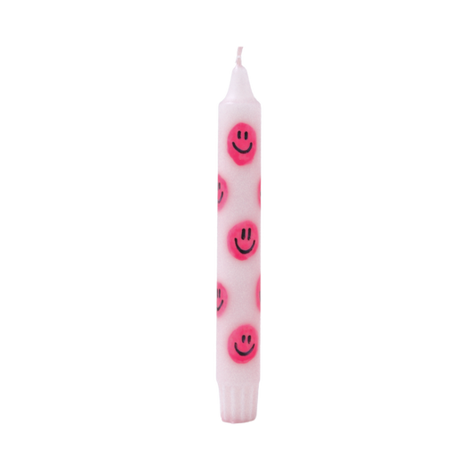 Kaars Smiley roze