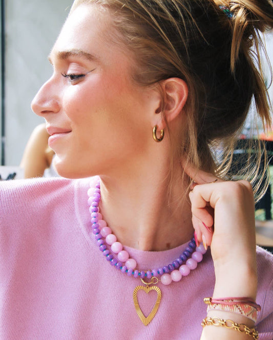 Natuurstenen kralenketting XL - lila