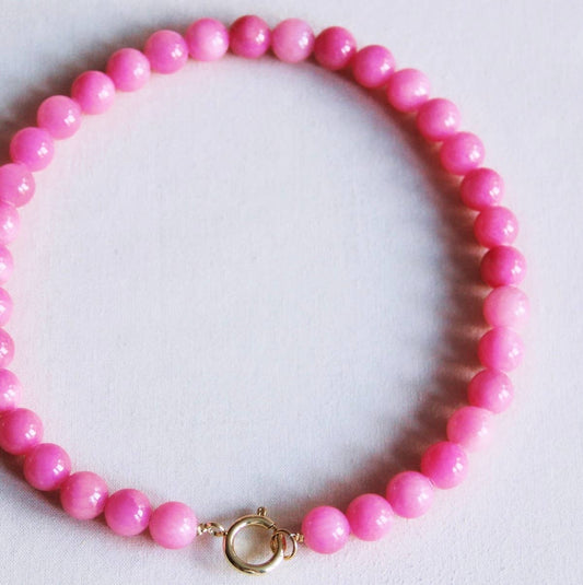 Natuurlijke stenen kralen ketting XL - fuchsia