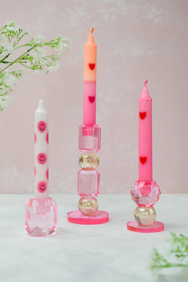 Kaars Smiley roze