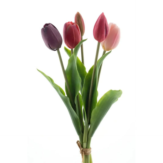 Bos tulpen 5 stuks real touch - paars/schoonheid