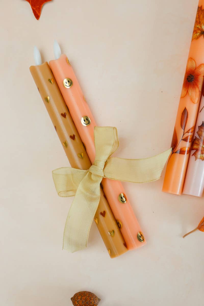 LED Candle Happy Orange Smiley