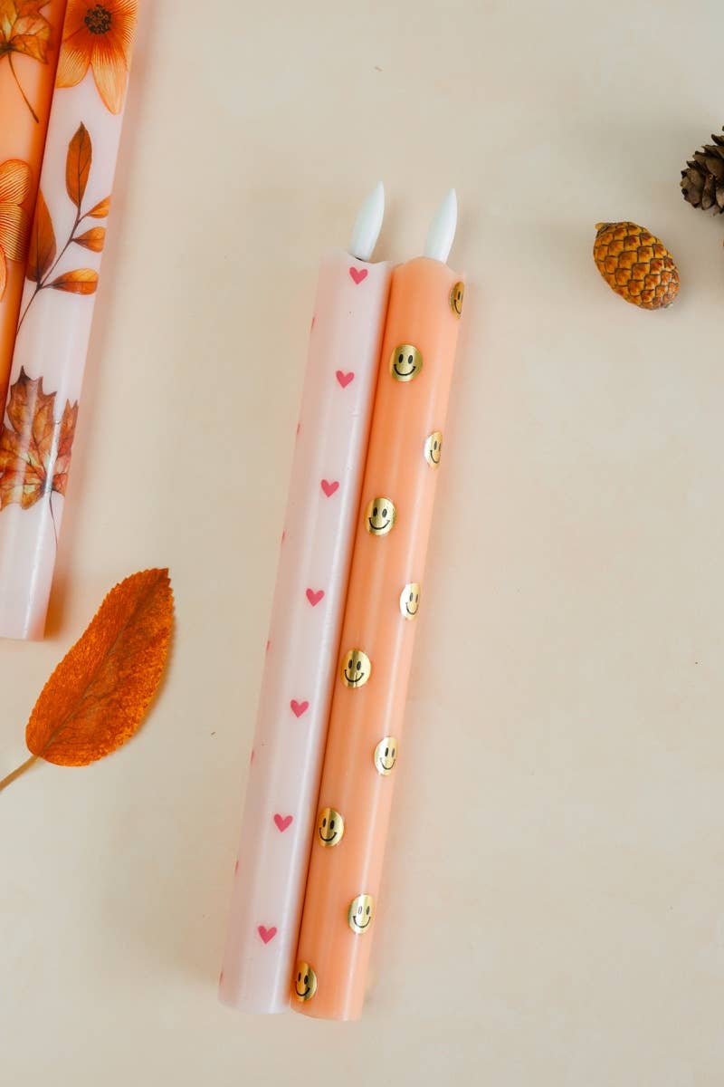 LED Candle Happy Orange Smiley