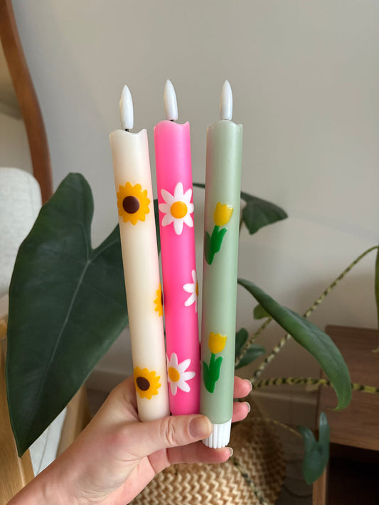 Led kaars roze bloem