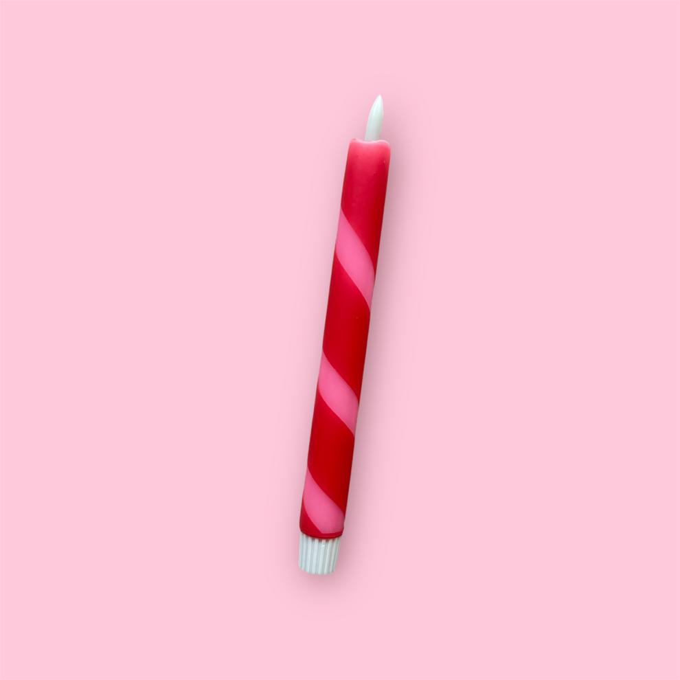 Led kaars swirl roze/rood