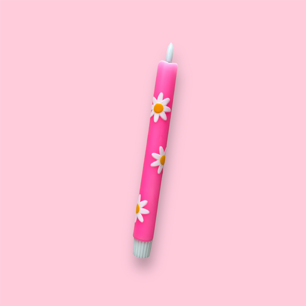 Led kaars roze bloem
