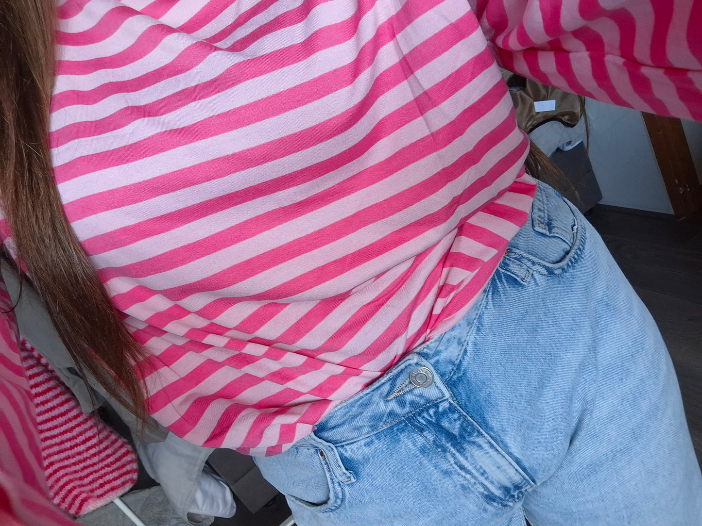 Gestreepte longsleeve roze